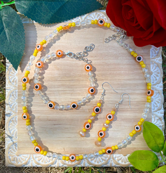 Yellow Evil Eye Jewelry Set