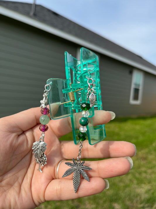 Green Crystal Hair Clip