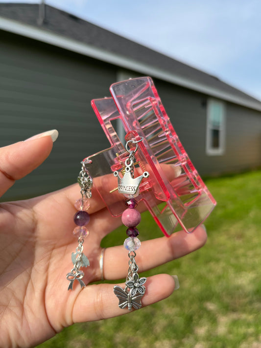 Pink Crystal Hair Clip