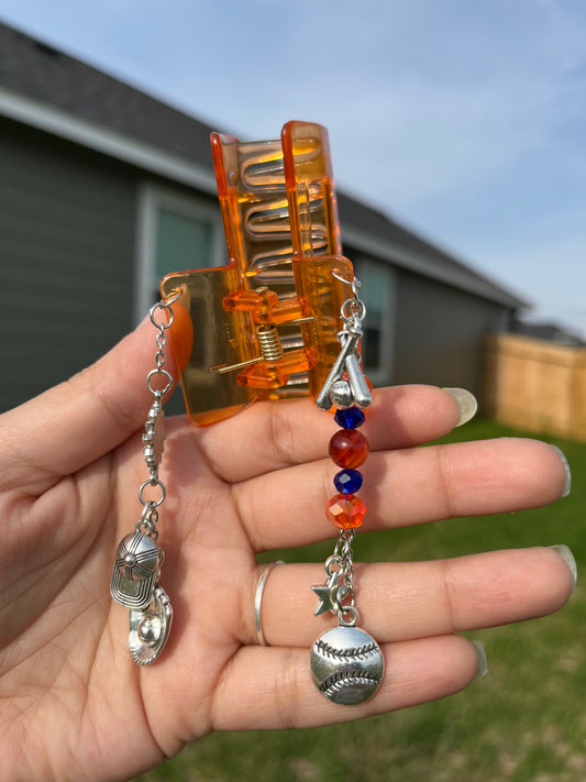 Orange Crystal Hair Clip