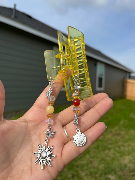 Yellow Crystal Hair Clip